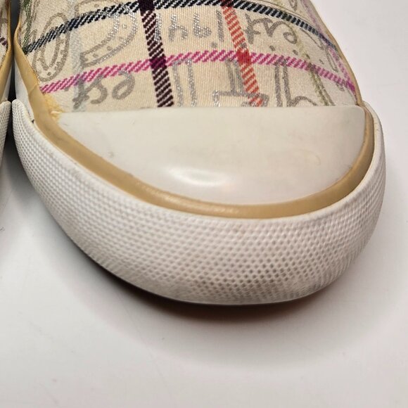 Coach Beale Poppy Plaid Slip On Sneakers Women's Metallic Gold Cap Toe 5.5 - Picture 10 of 11